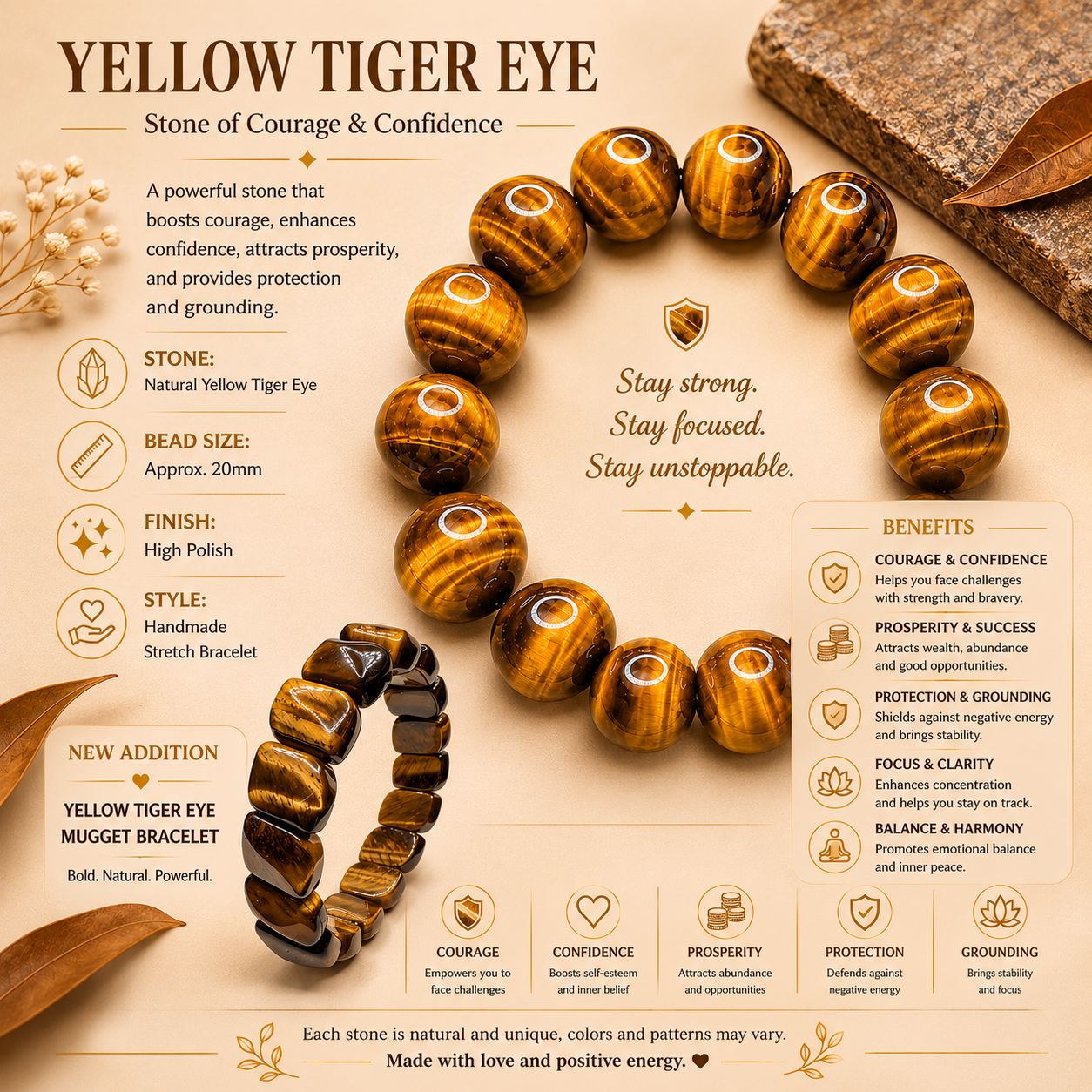 Yellow Tigers Eye Soft Bangle