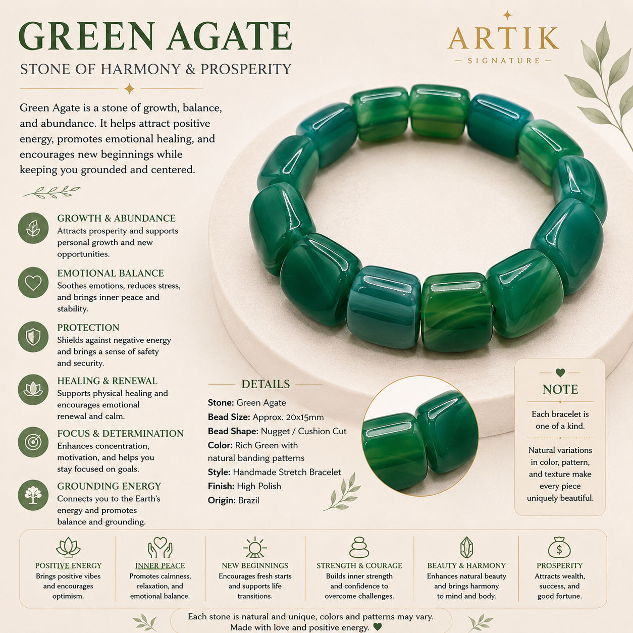 Green Agate Soft Bangle