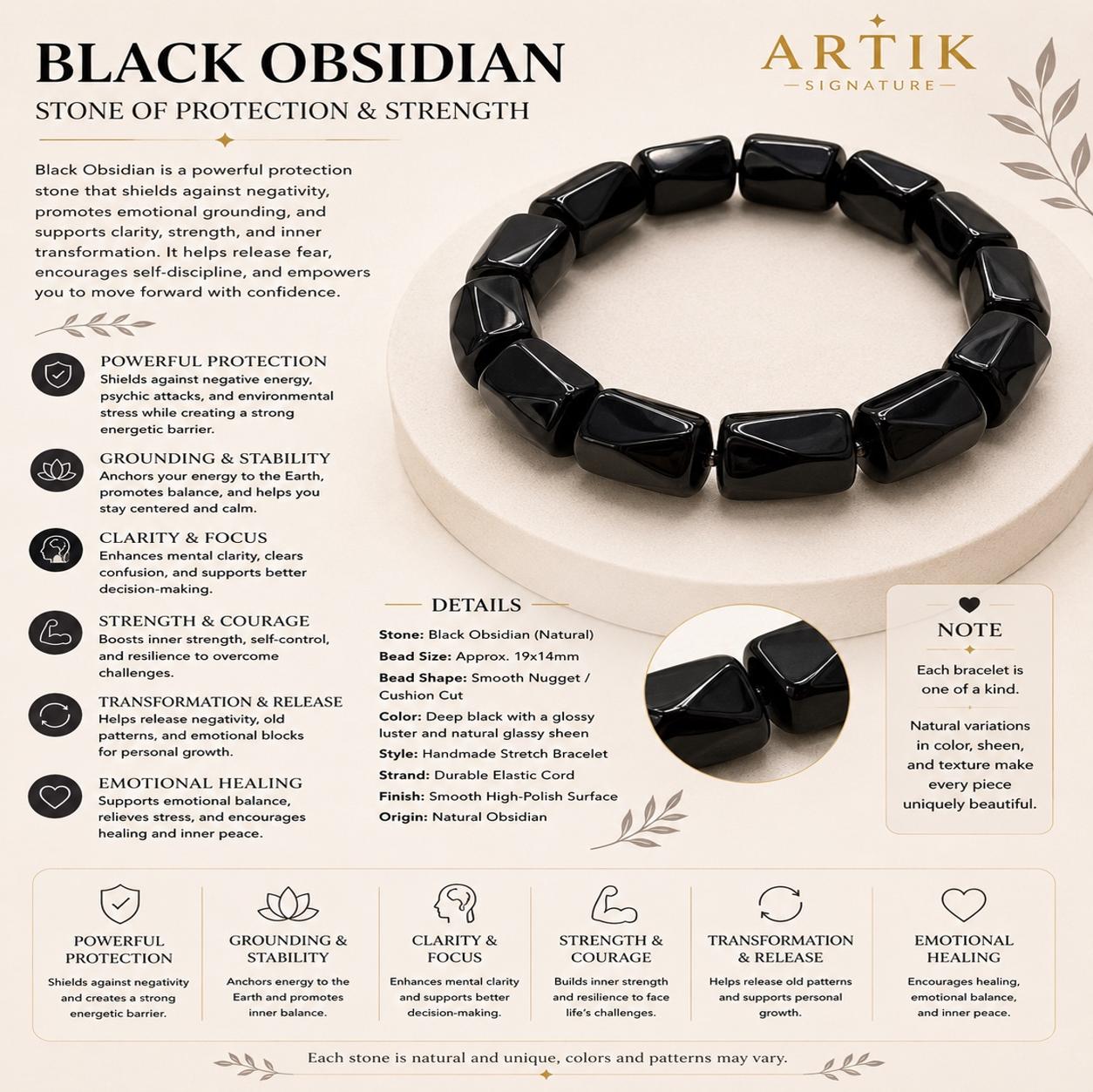 Black Obsidian Soft bangle