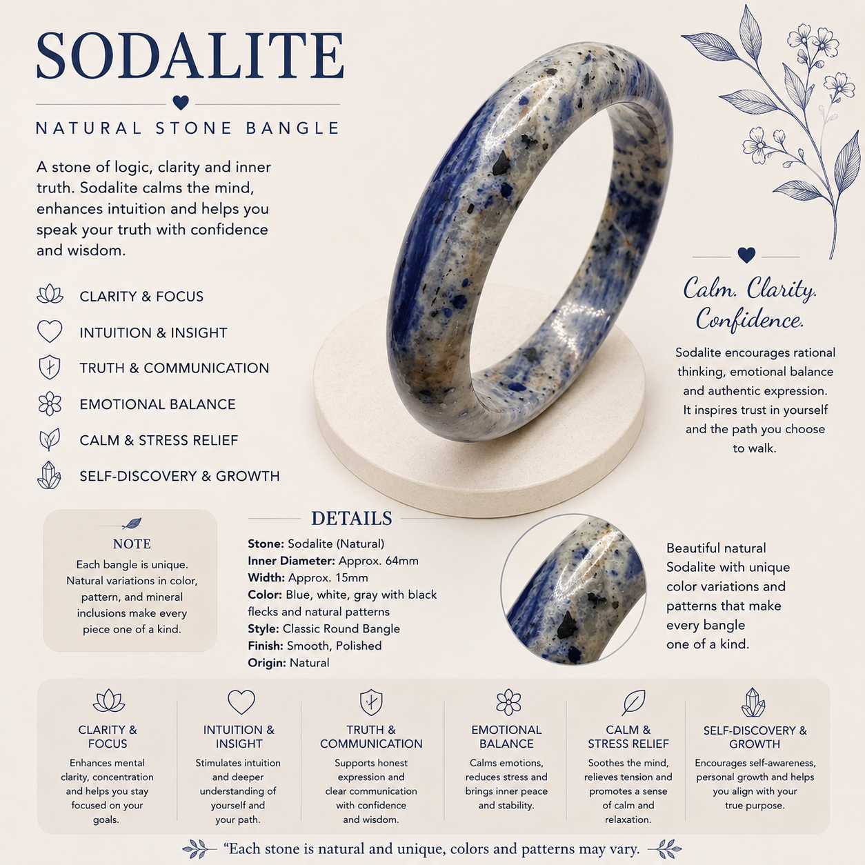 Sodalite Hard Bangle