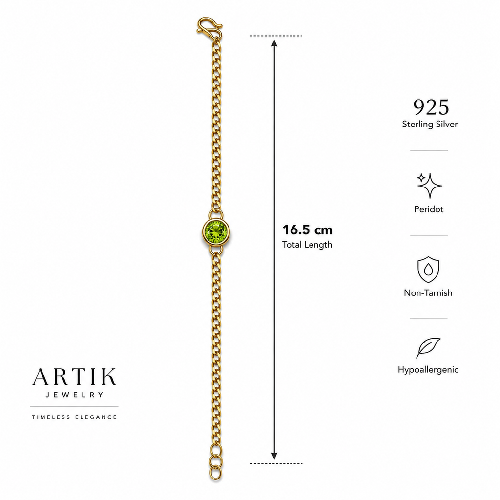 Peridot Gold Plated Bracelet