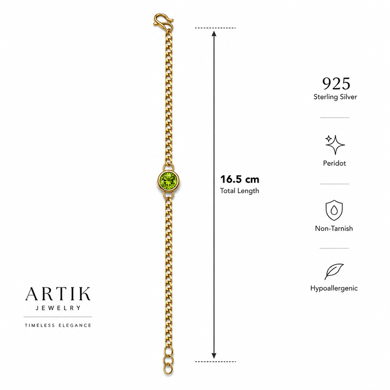 Peridot Gold Plated Bracelet