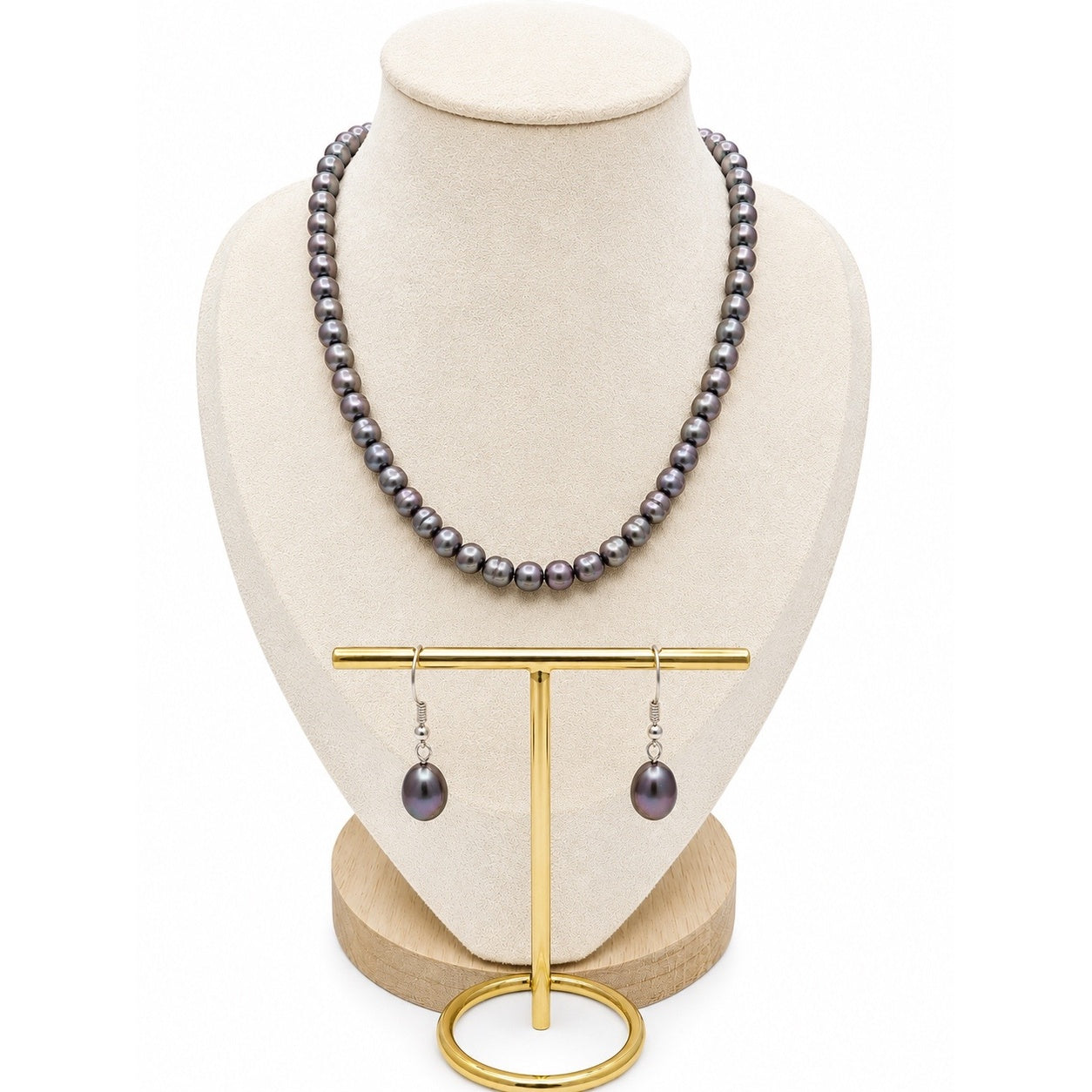 Peacock Gray Pearl Jewelry Set