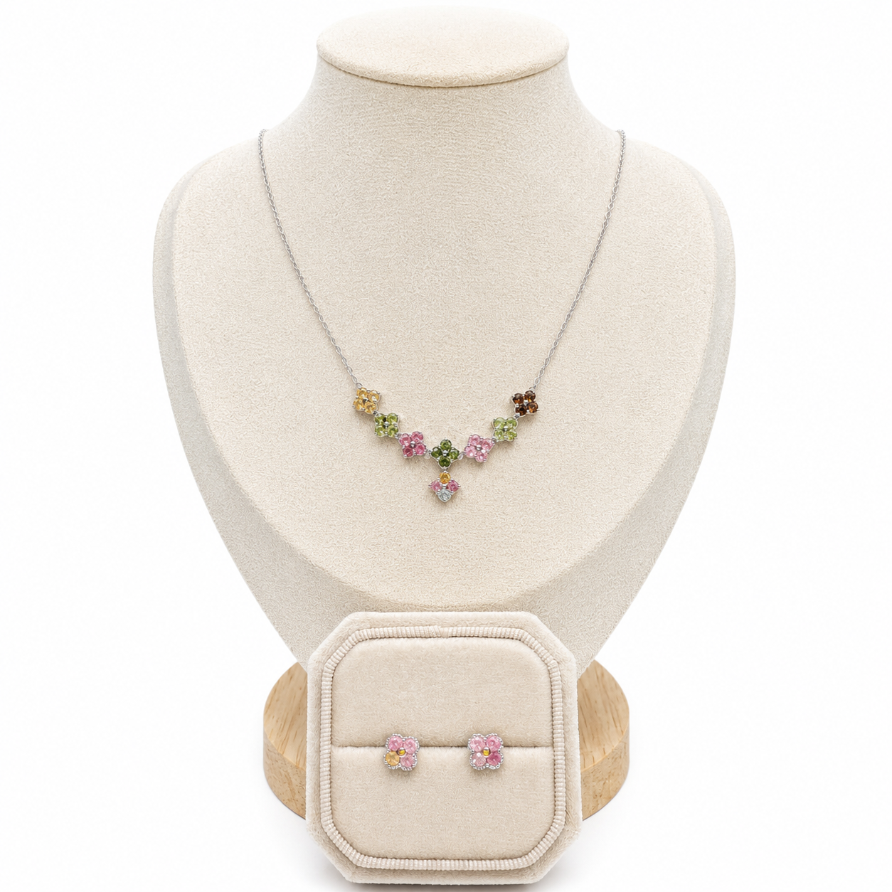 Multi-Color Tourmaline Jewelry set 925 silver