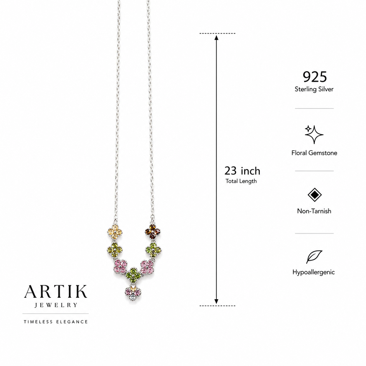 Multi-Color Tourmaline Jewelry set 925 silver