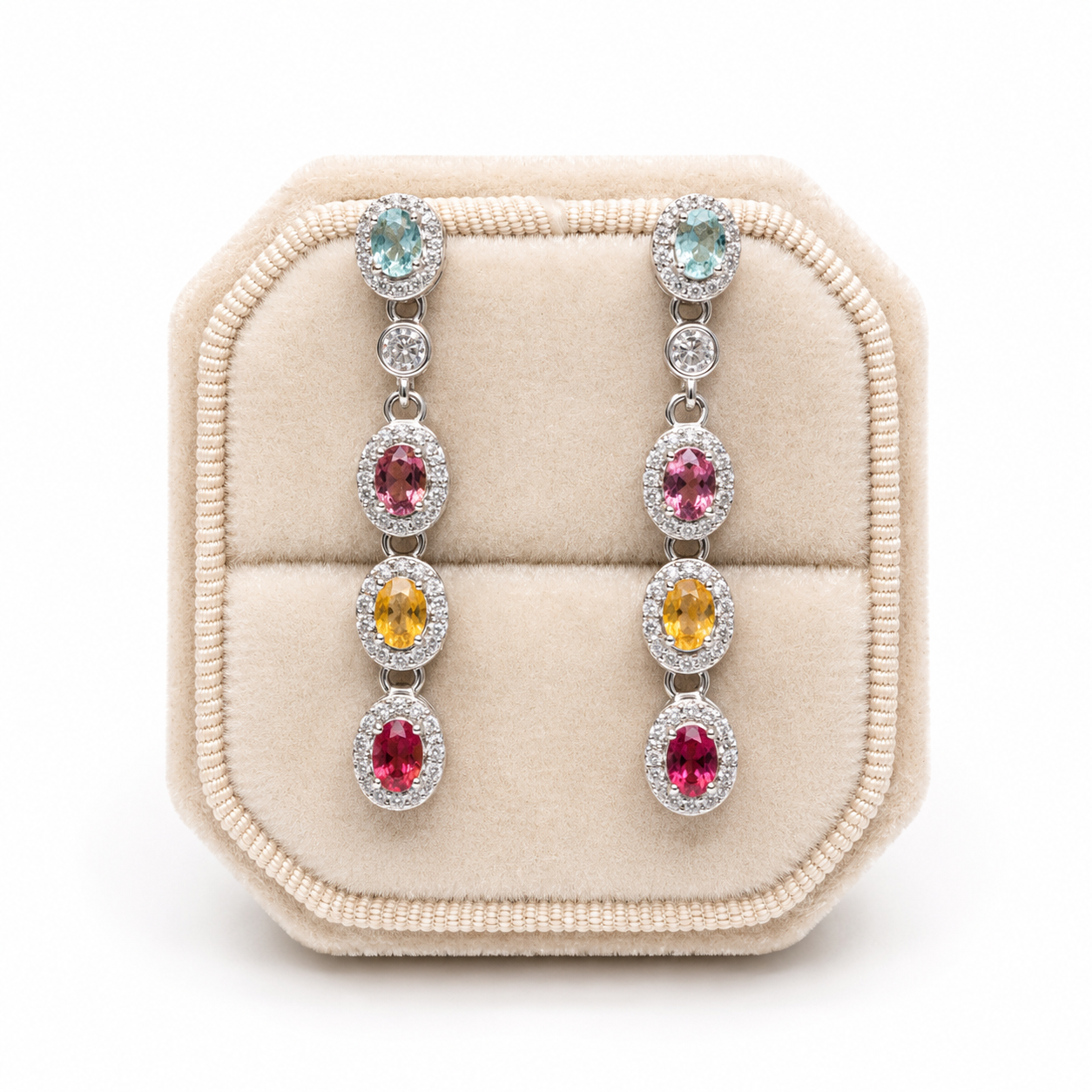 Natural Multicolor Tourmaline Floral Drop Necklace | 925 Sterling Silver