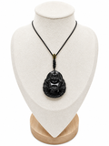 Golden Obsidian Laughing Buddha Pendant Necklace