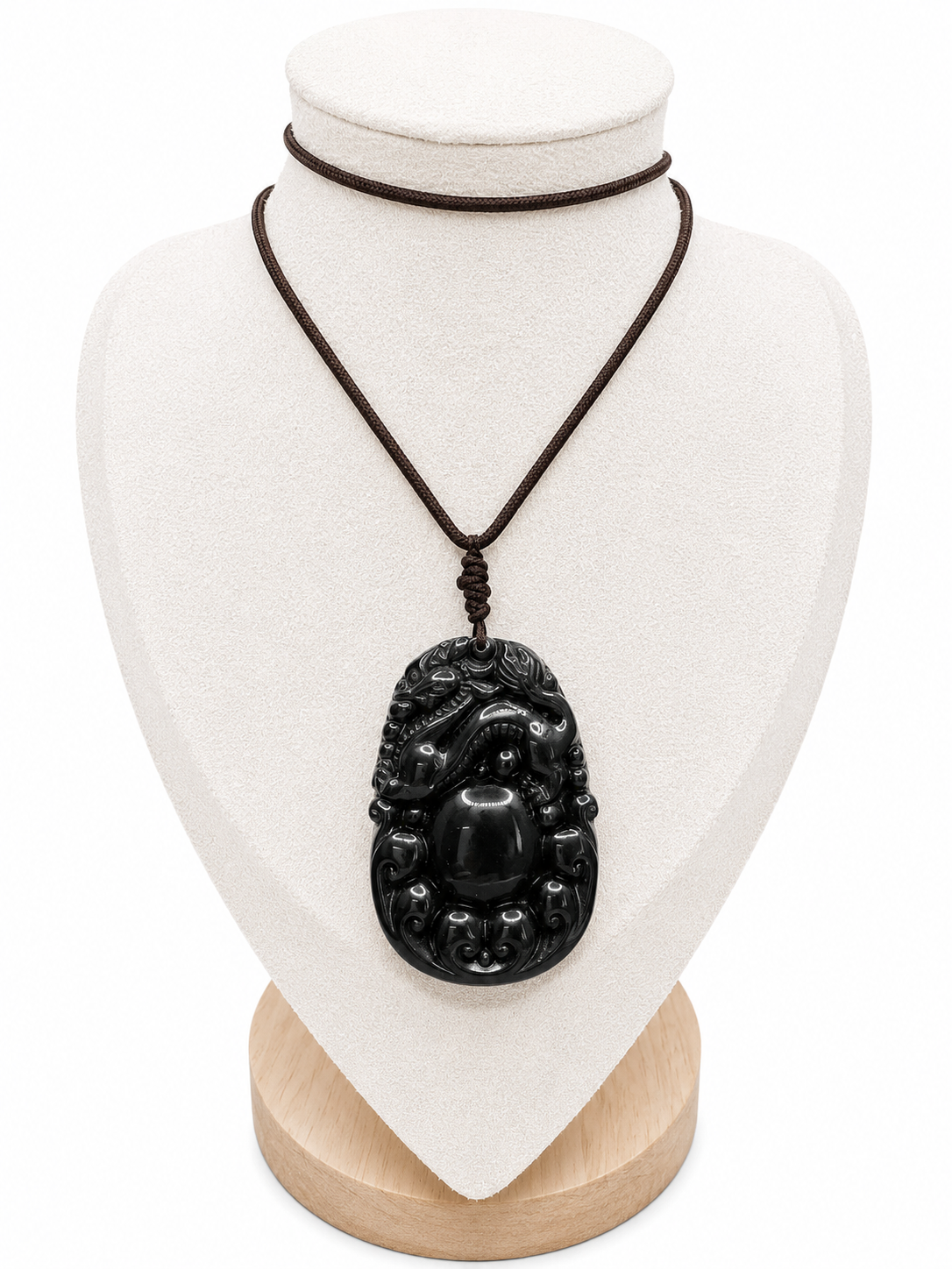 Black Obsidian Dragon Pendant Necklace