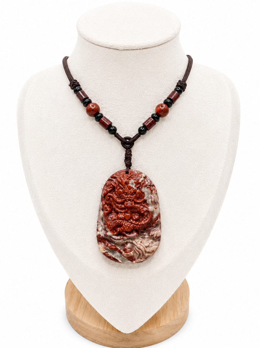 Red Jasper Dragon Pendant Necklace