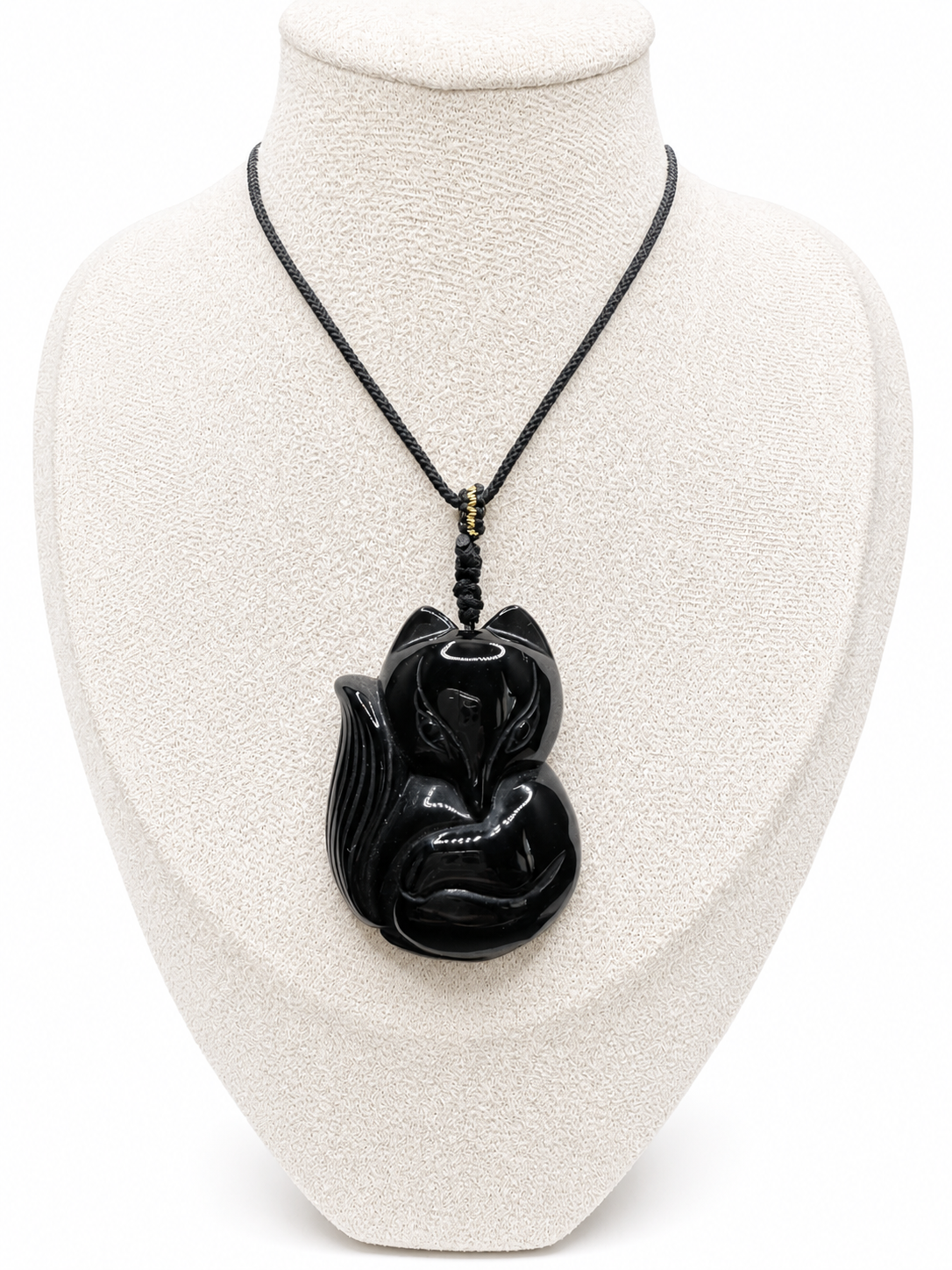 Black Obsidian Fox Pendant Necklace