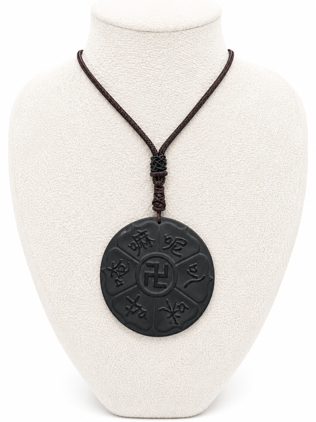 Black Obsidian Buddhist Protection Pendant Necklace