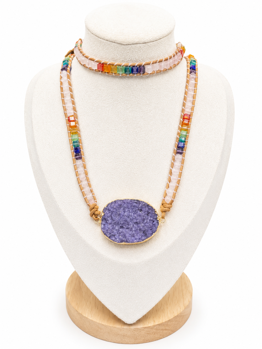 Bohemian Druzy Crystal Pendant Necklace