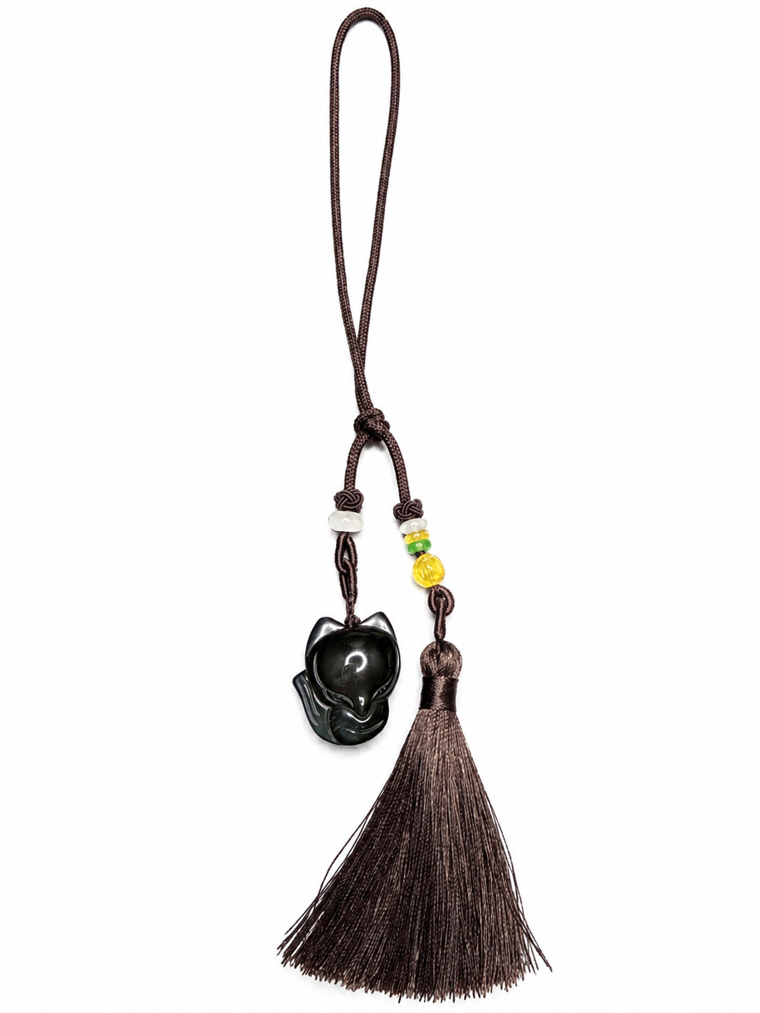 Black Obsidian Fox Tassel Pendant Accessories