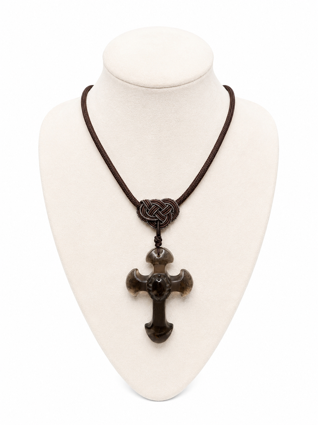 Ice Obsidian Cross Pendant Necklace
