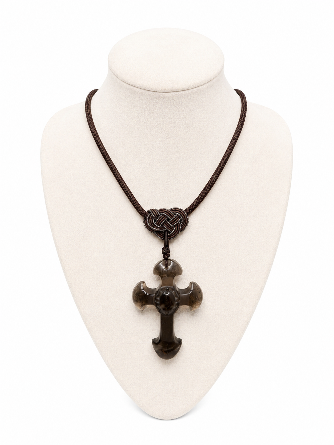 Ice Obsidian Cross Pendant Necklace