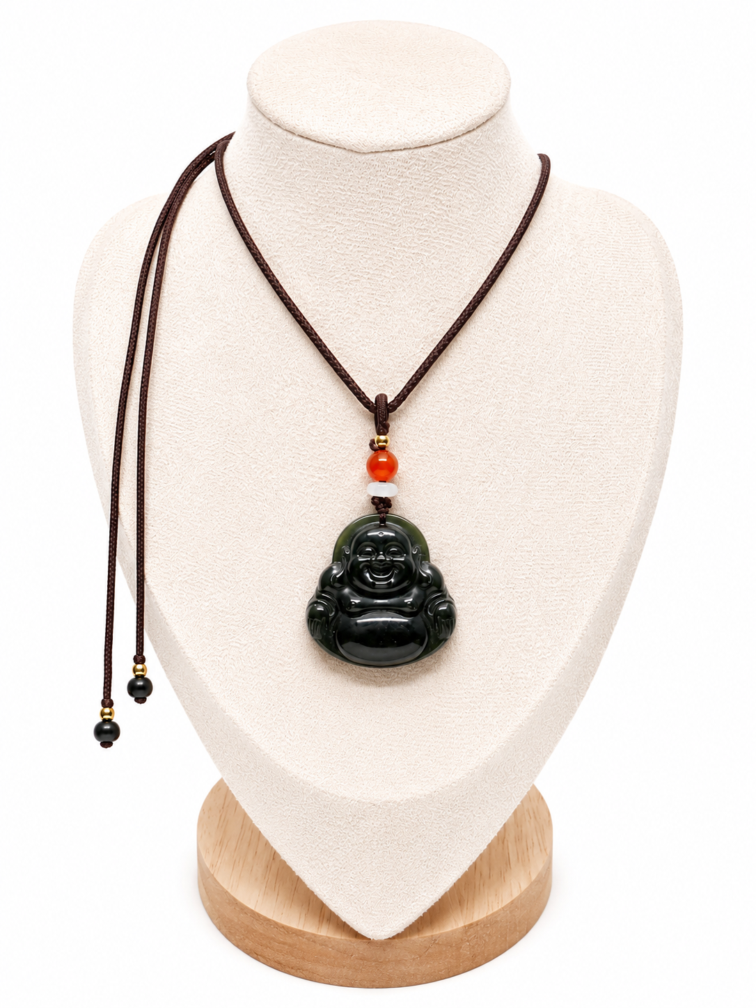 Dark Green Jade Buddha Pendant Necklace