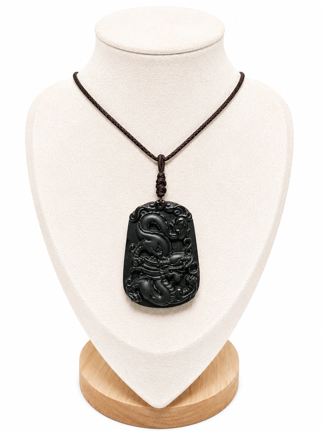 Black Obsidian Dragon Pendant Necklace