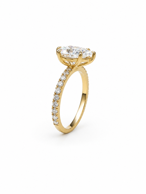 14K Gold 2CT Pear Cut Moissanite Engagement Ring