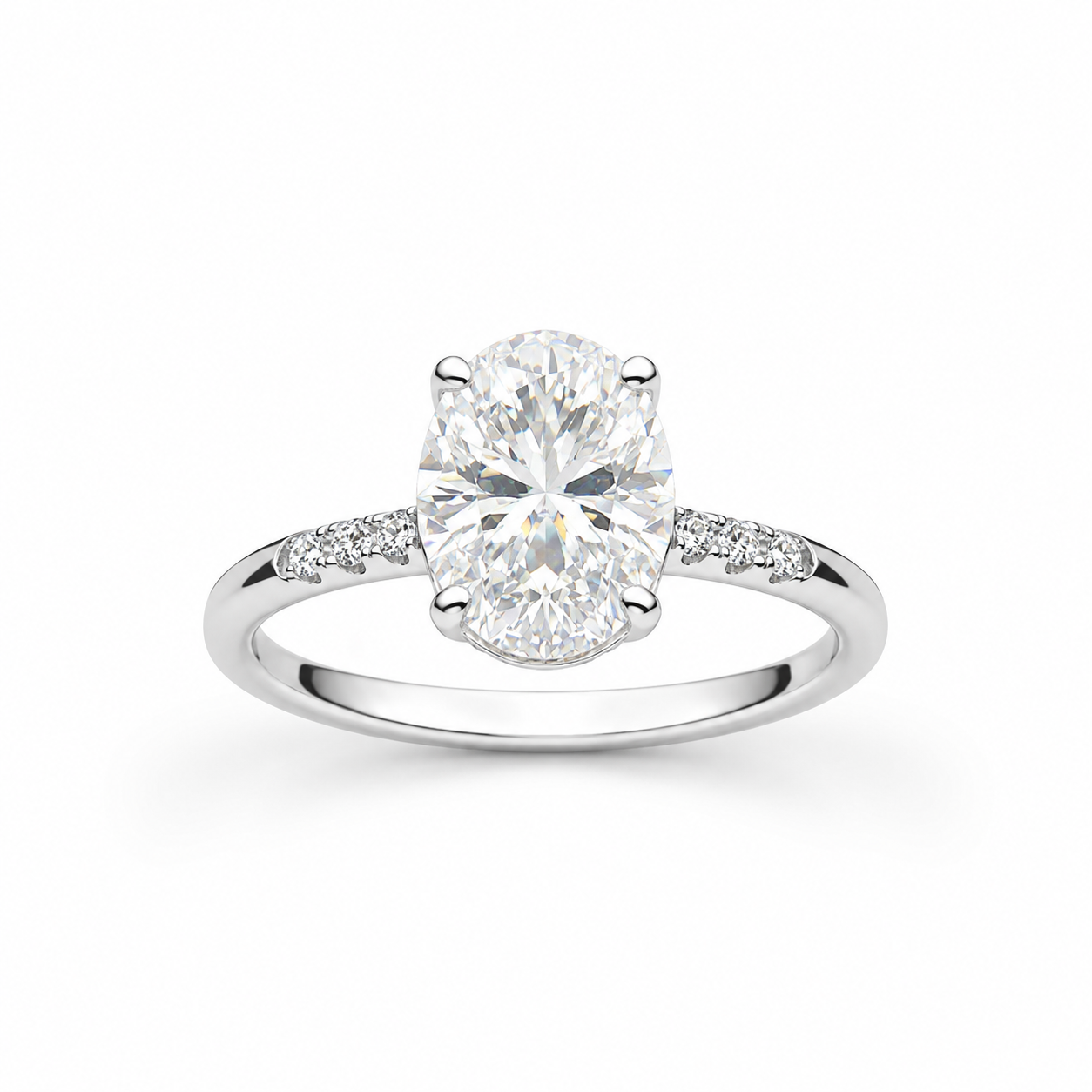 Artik 3CT Oval-cut Moissanite Hidden Halo Pavé band ring