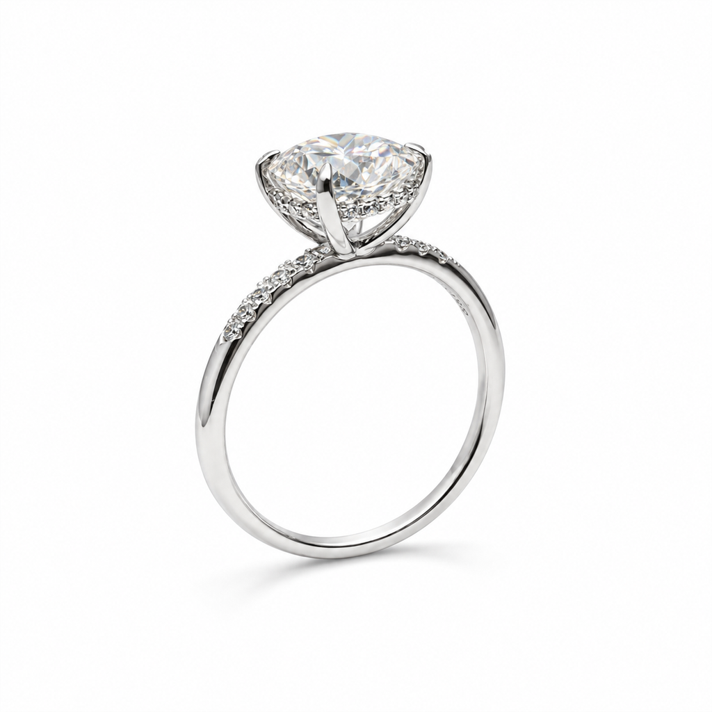 Artik 3CT Oval-cut Moissanite Hidden Halo Pavé band ring
