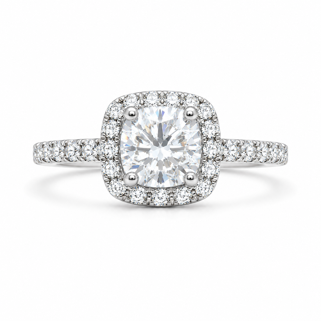 Halo Moissanite Pavé Band ring