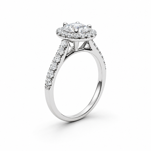 1CT  Moissanite Halo Pavé Band ring