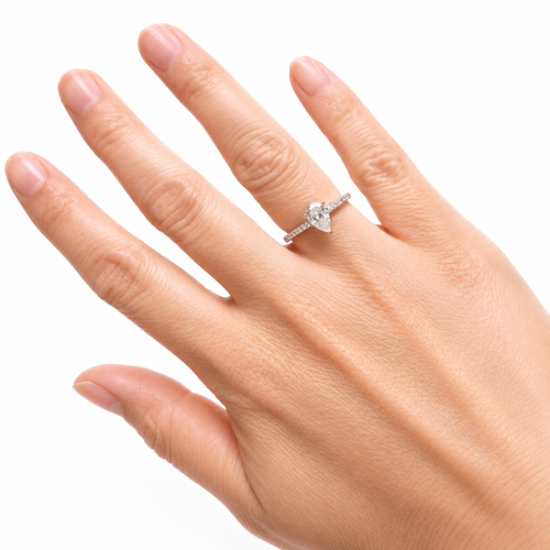 1CT Pear Cut Moissanite Pavé Ring