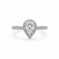 Teardrop Moissanite Halo Pavé Band Ring