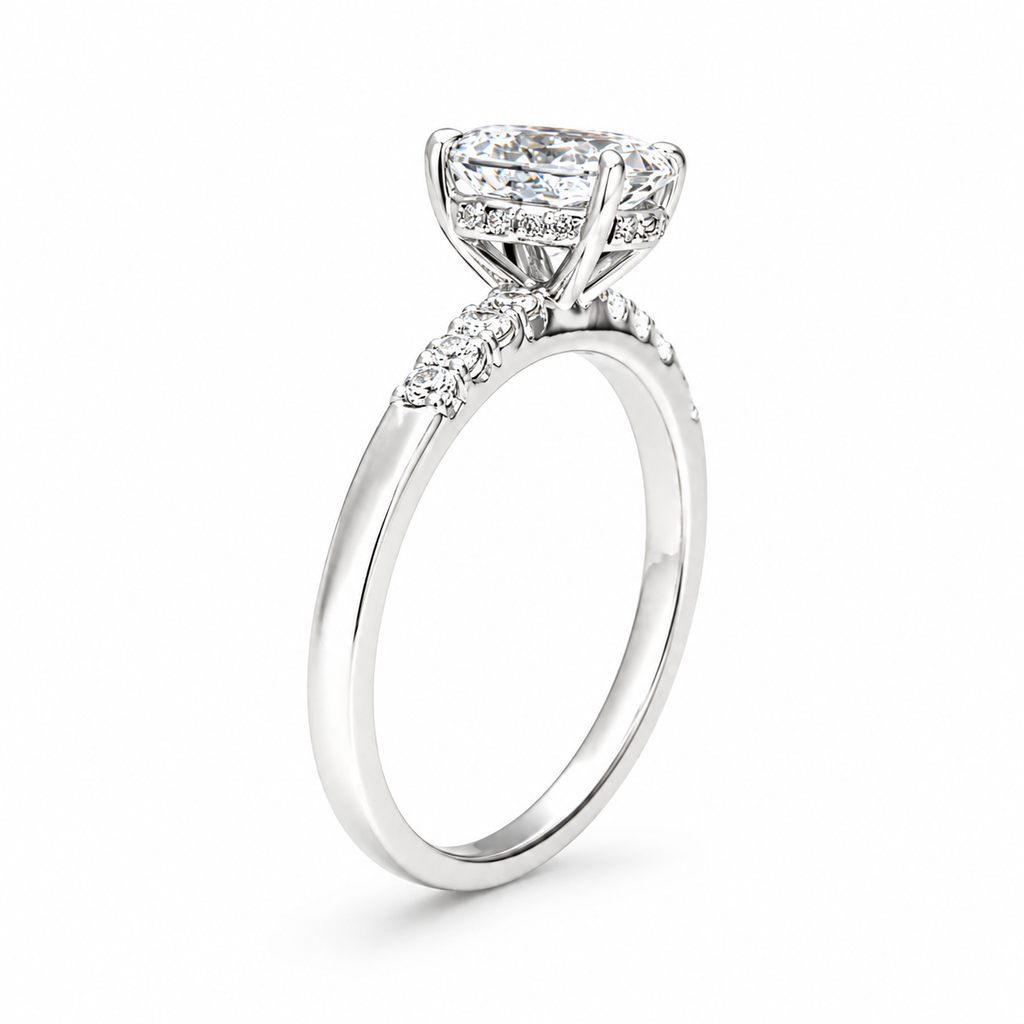 Artik 1CT Oval-cut Moissanite Hidden Halo Pavé band ring