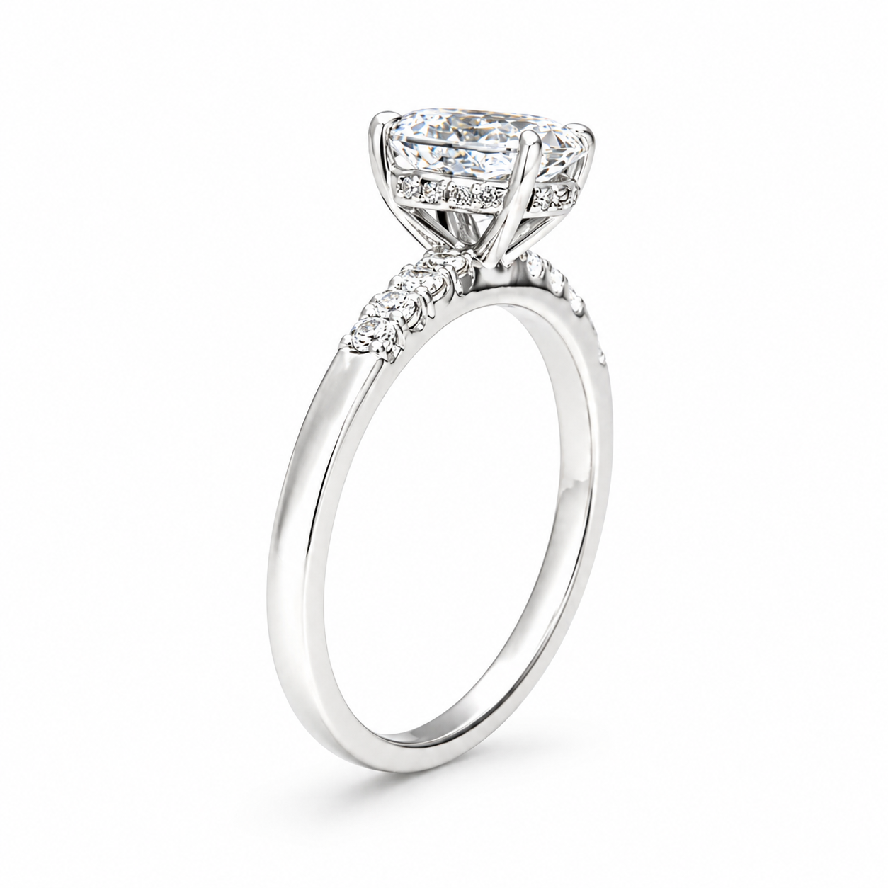 Artik 1CT Oval-cut Moissanite Hidden Halo Pavé band ring