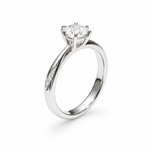1CT Round Cut Moissanite Engagement Ring