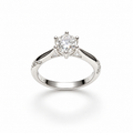 1CT Round Cut Moissanite Engagement Ring