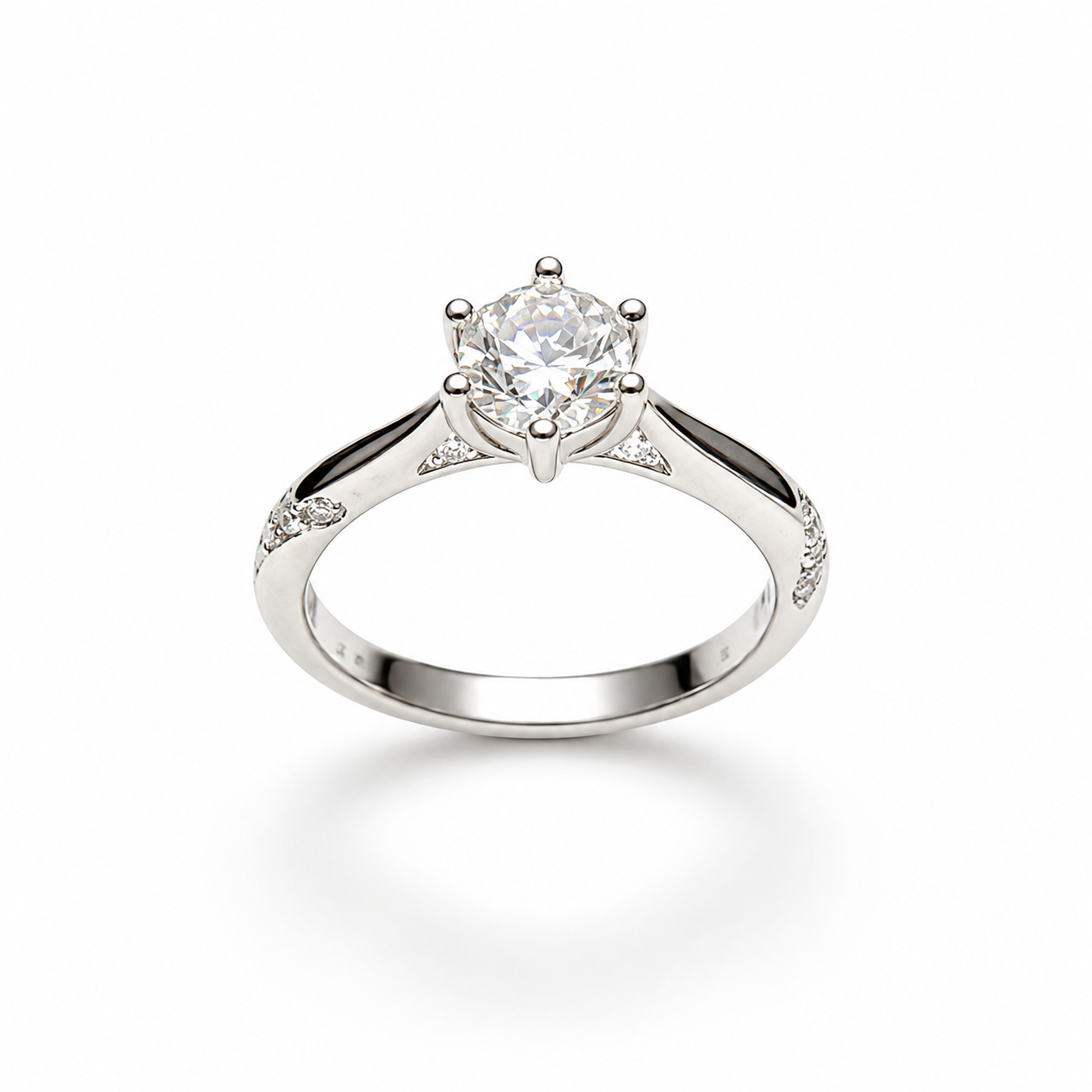 1CT Round Cut Moissanite Engagement Ring