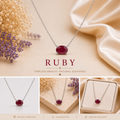 Natural Ruby Solitaire Necklace | 925 Sterling Silver | 5x7mm Oval Ruby Pendant | July Birthstone Jewelry