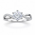 Round Cut Moissanite Infinity Ring with Pavé Band