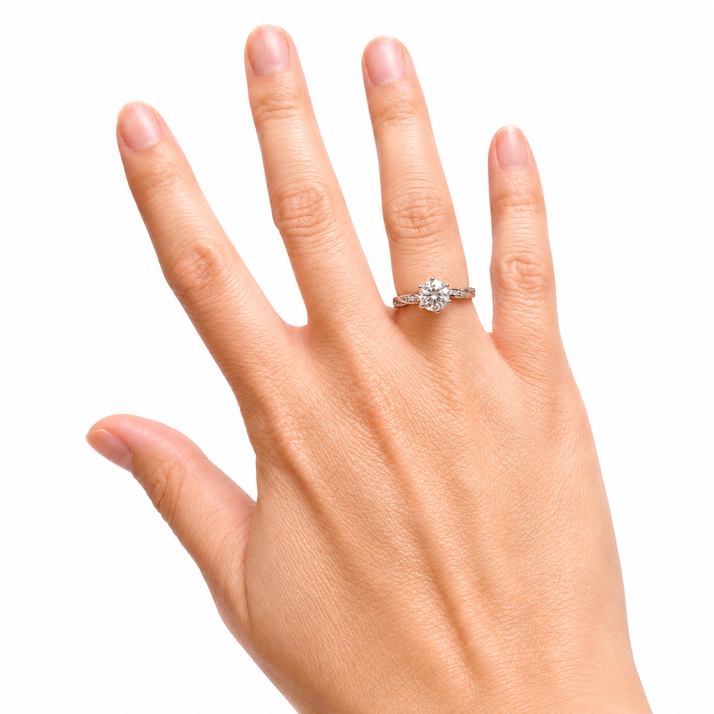 1CT Moissanite Ring with Accent Band