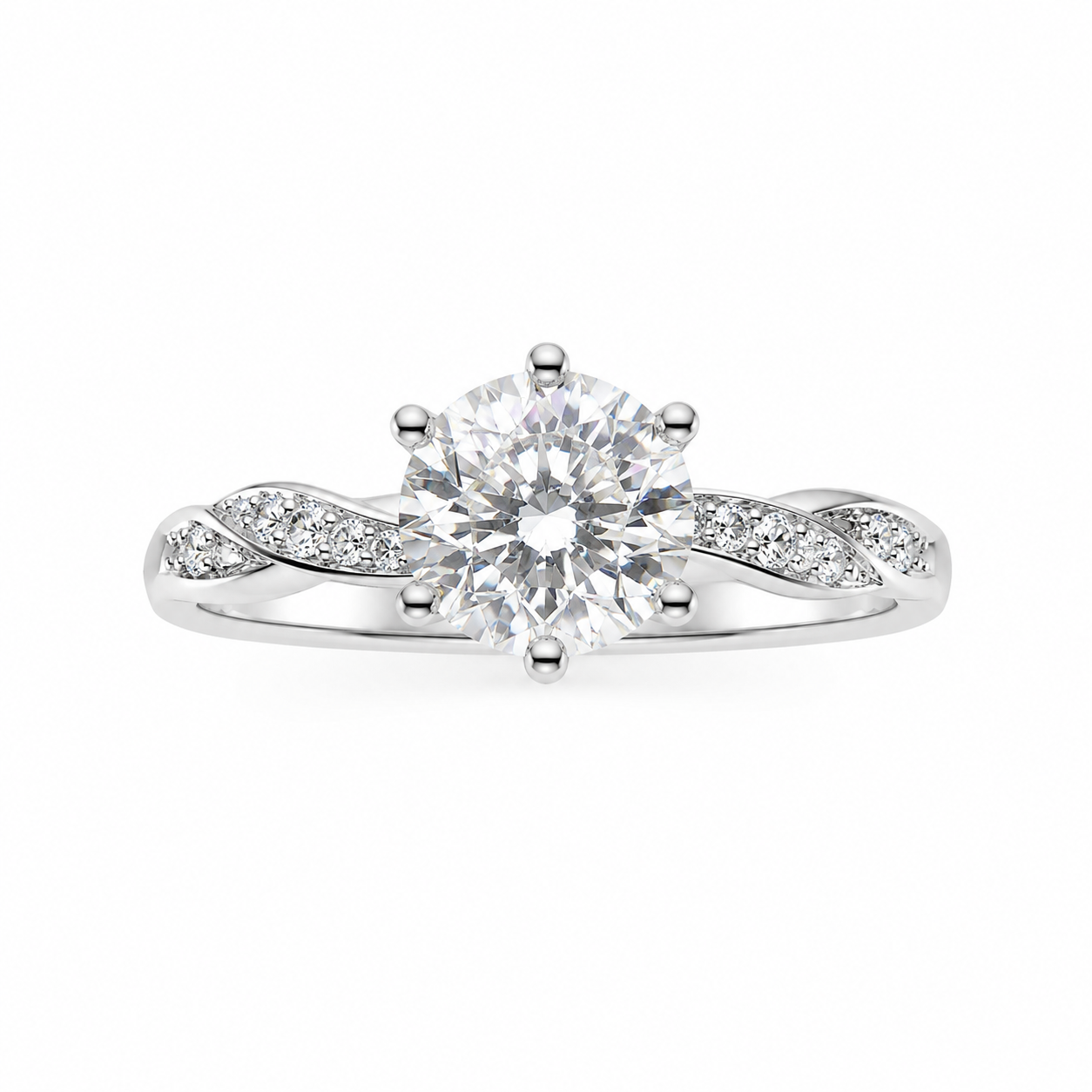 1CT Moissanite Ring with Accent Band