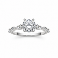 1CT Round-cut Moissanite Marquise Accent Band Ring