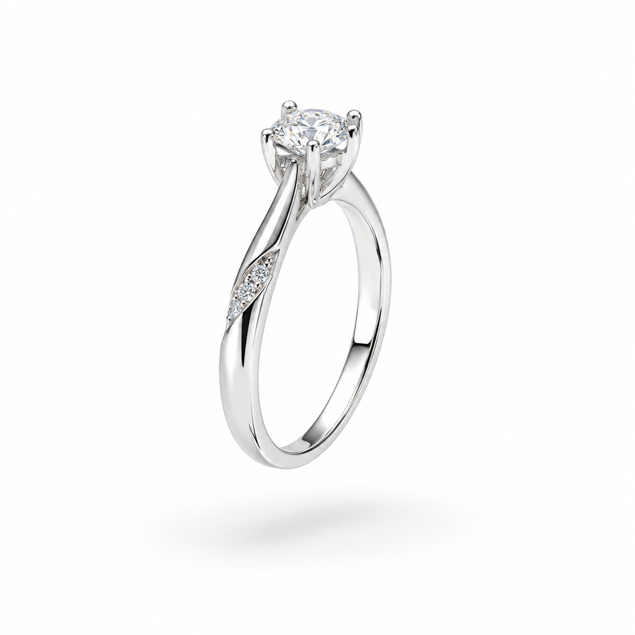 0.5 CT Round Cut Moissanite Engagement Ring