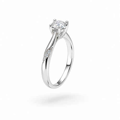 0.5 CT Round Cut Moissanite Engagement Ring