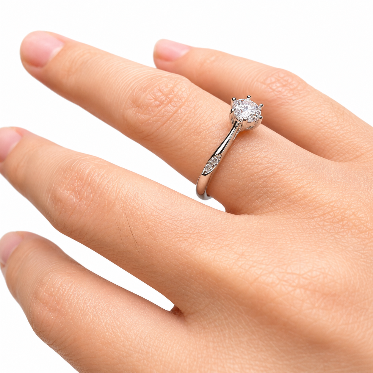 0.5 CT Round Cut Moissanite Engagement Ring