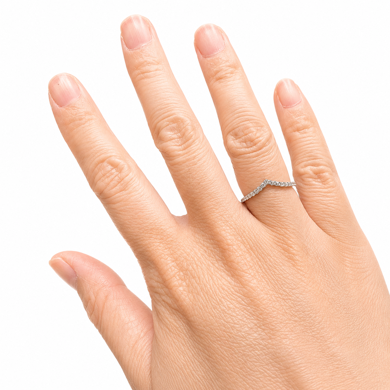 V-Shaped Pavé Moissanite Band