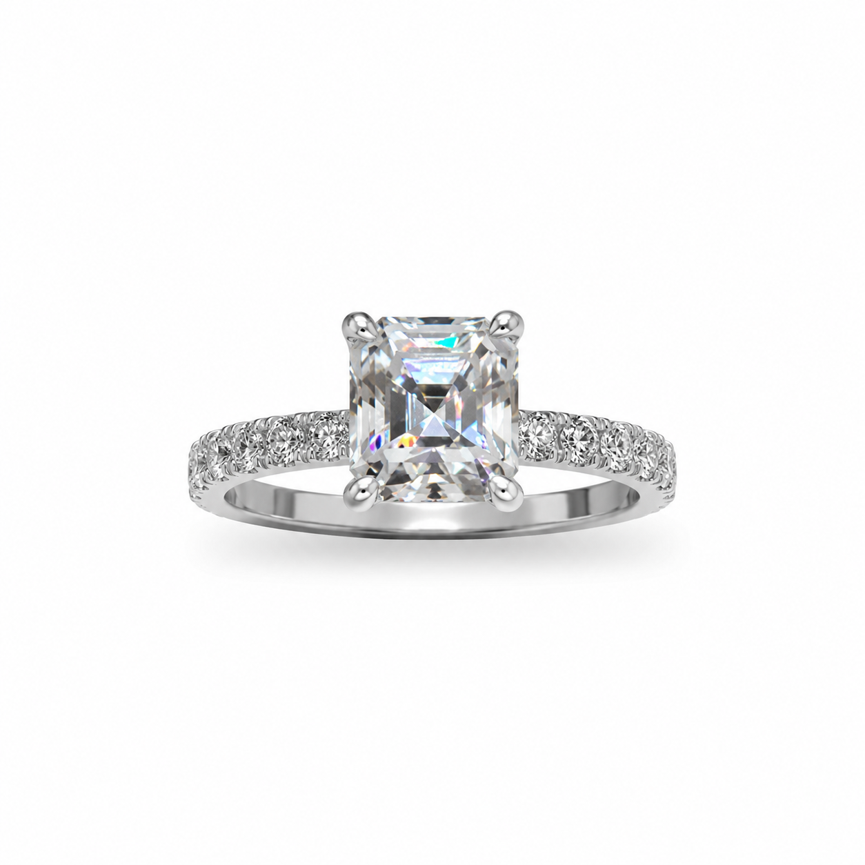 2CT Asscher cut Moissanite | S925 Silver