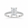 1CT Emerald-cut Moissanite Pavé band ring