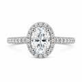 1CT Oval-cut Moissanite Halo Pavé Band ring