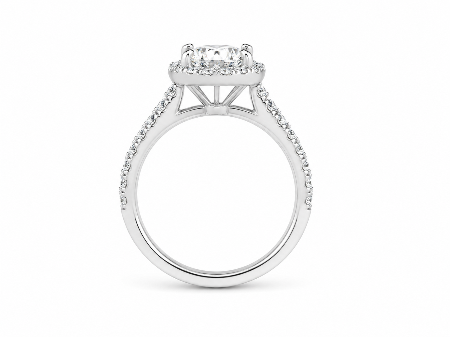 1CT Oval-cut Moissanite Halo Pavé Band ring