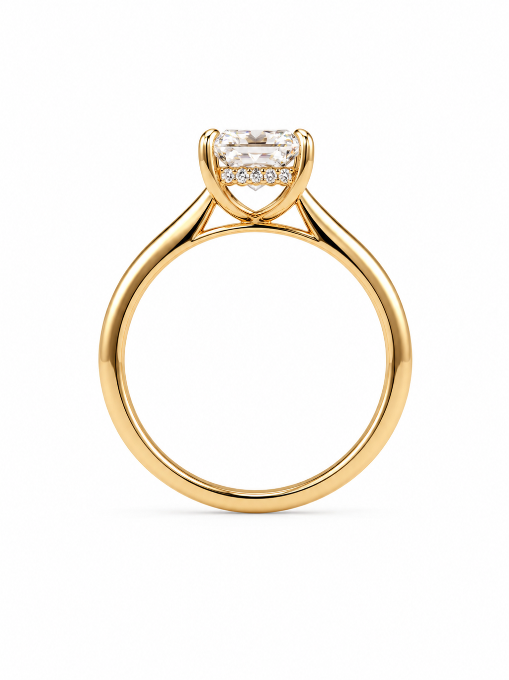 10k Solid Yellow Gold 3CT Moissanite Emerald cut Hidden Halo engagement ring
