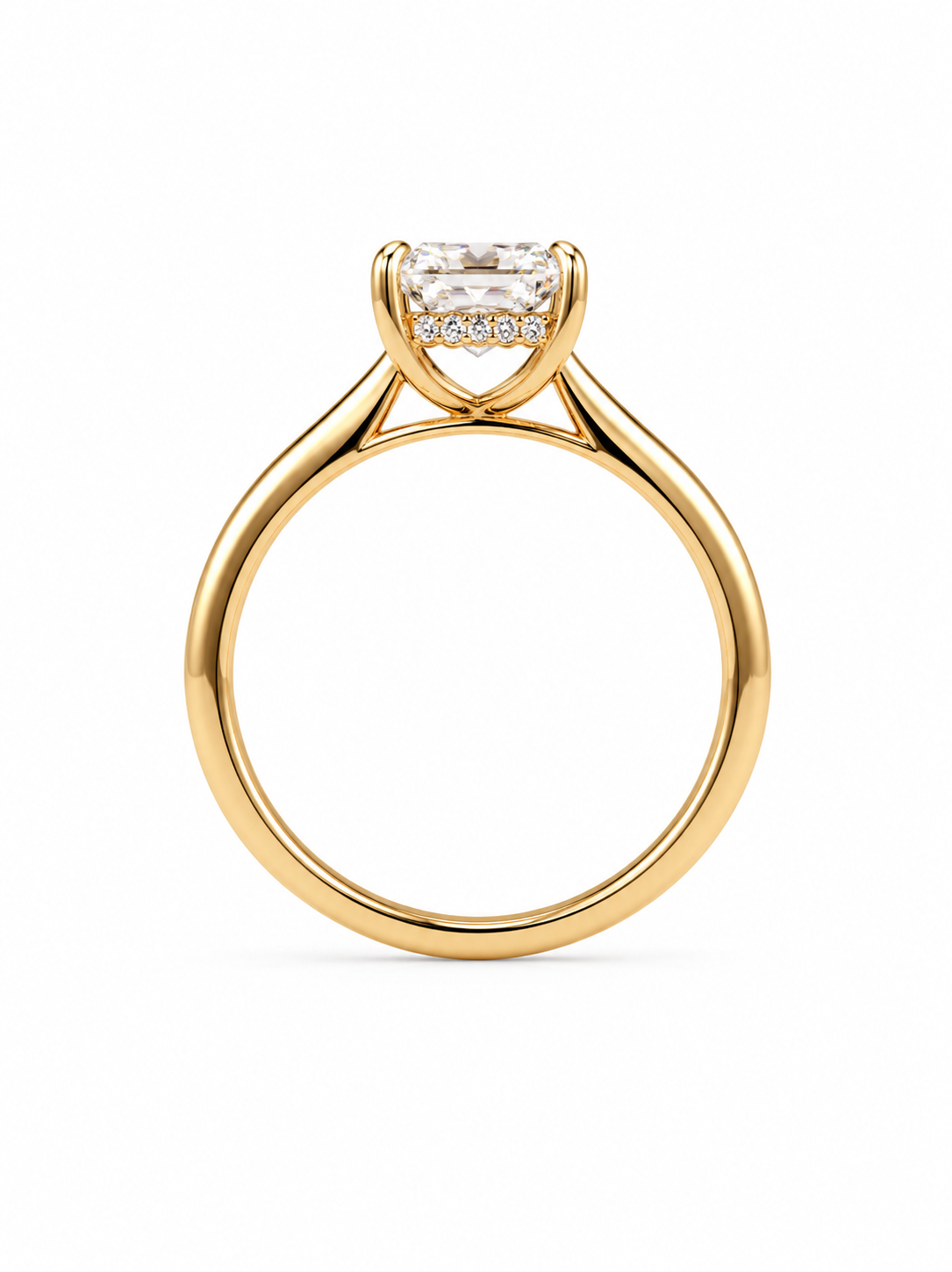 10k Solid Yellow Gold 3CT Moissanite Emerald cut Hidden Halo engagement ring