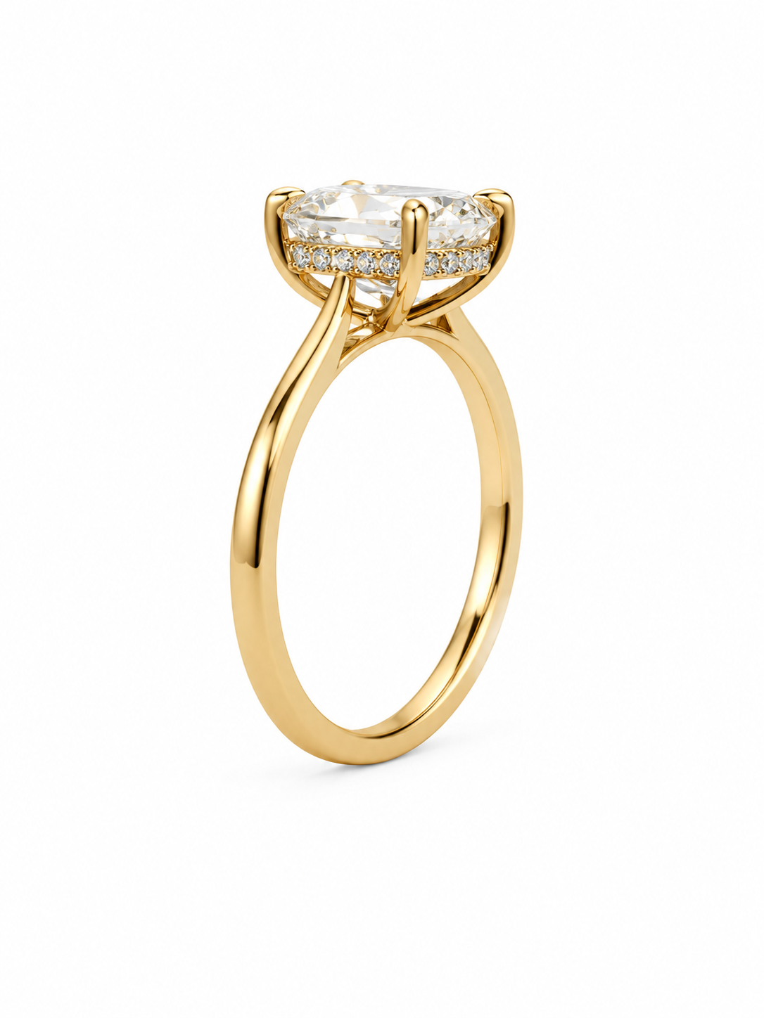 10k Solid Yellow Gold 3CT Moissanite Emerald cut Hidden Halo engagement ring