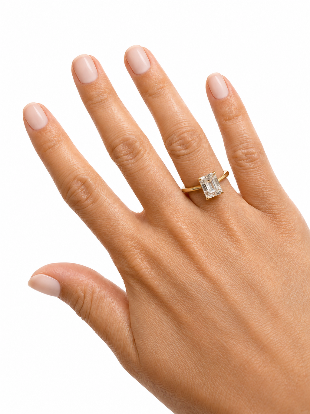 10k Solid Yellow Gold 3CT Moissanite Emerald cut Hidden Halo engagement ring